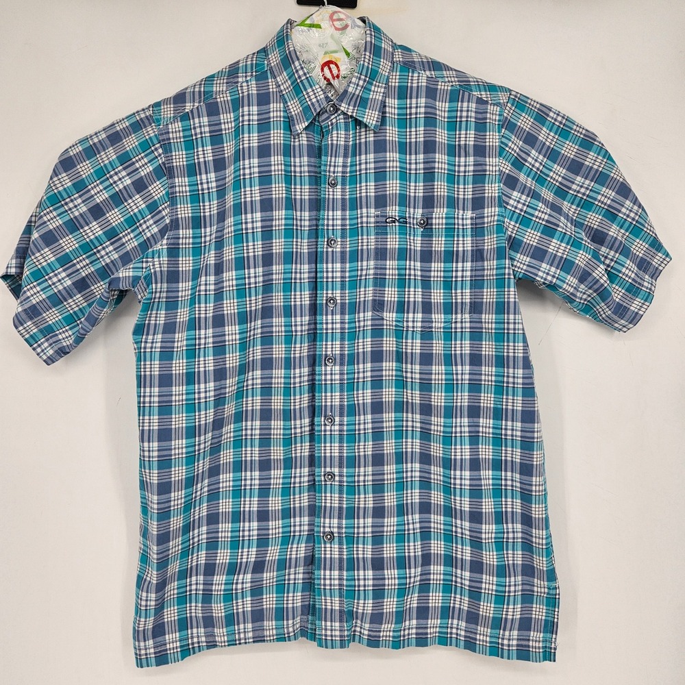 GameGuard Shirt Mens Large Short Sleeve Blue Plaid Button Up Vented 1718